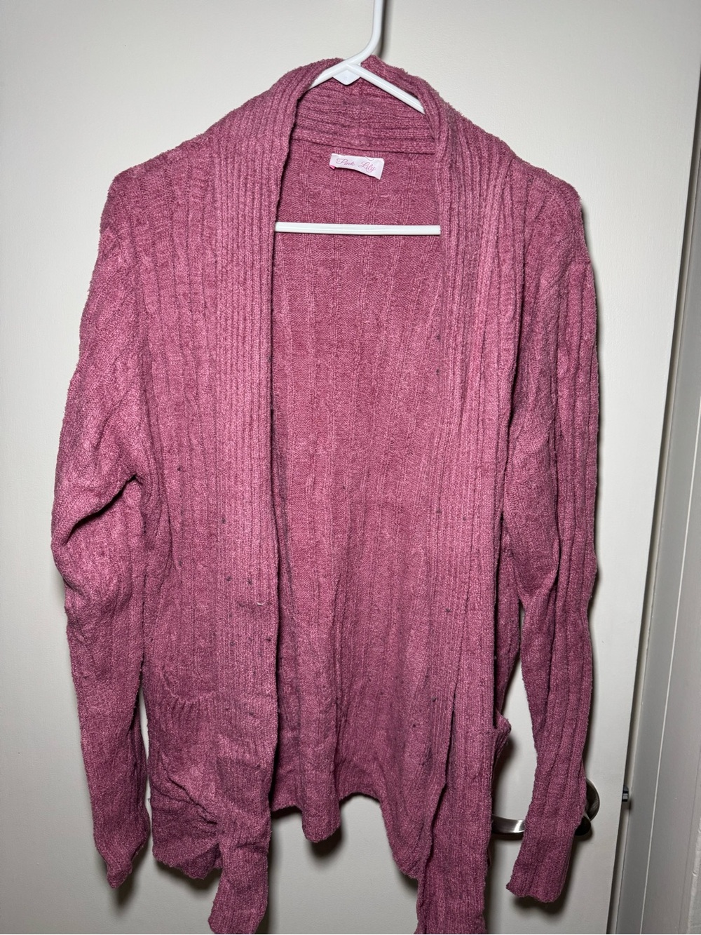 Pink Lily Dusty Rose Open-Front Ribbed Cardigan